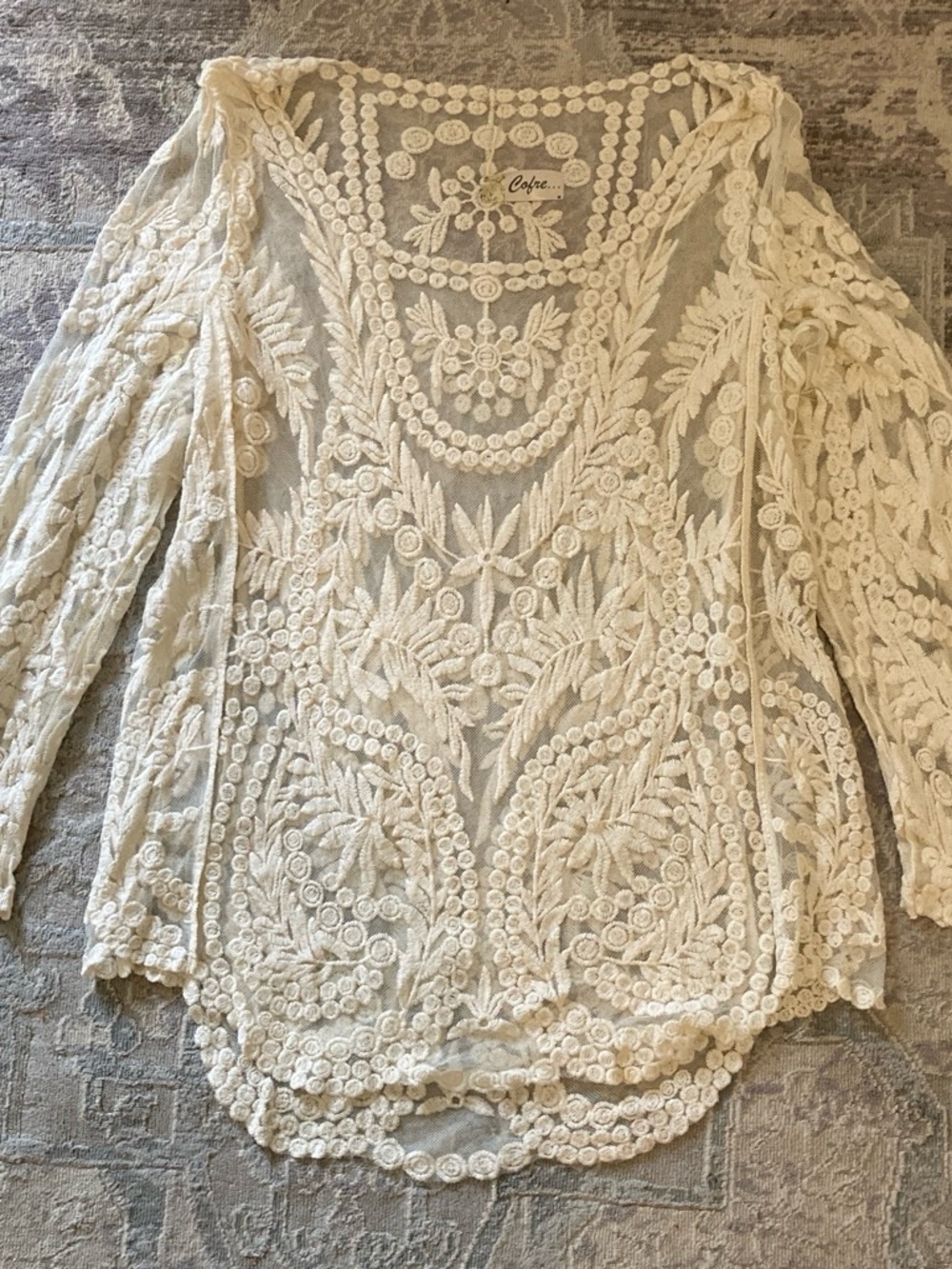 Crochet Lace Tunic Top in Ivory by